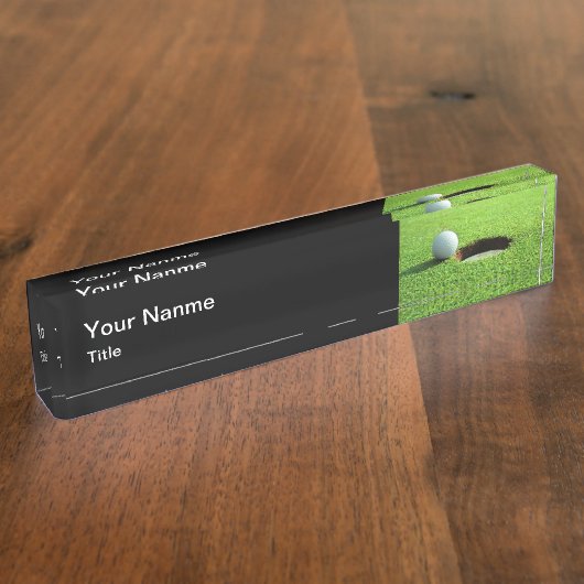 Executive Monogram Golf Gift Desk Naam Bord Naambordje (Zijkant)
