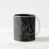 Executive Monogram White Black Marmer Tweekleurige Koffiemok (Voorkant rechts)