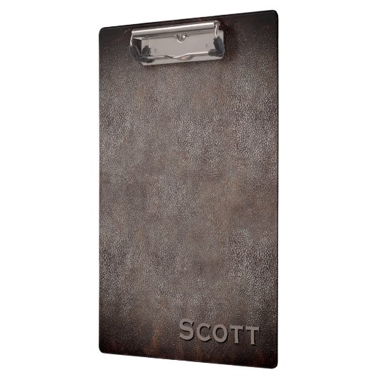 Executive Monogramc Brown Leather Kijk Klembord (Links)