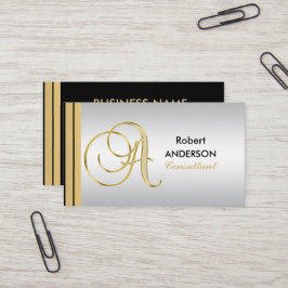 Executive Monogramed Gold Black Silver Letter 'A' Visitekaartje