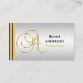 Executive Monogramed Gold Black Silver Letter 'A' Visitekaartje (Voorkant)