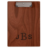 Executive Monogramed Initialen Mahogany Wood Kijk Klembord (Voorkant)