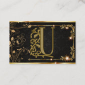Executive Monogrammed Gold Black Letter 'U' Visitekaartje (Voorkant)