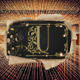 Executive Monogrammed Gold Black Letter 'U' Visitekaartje
