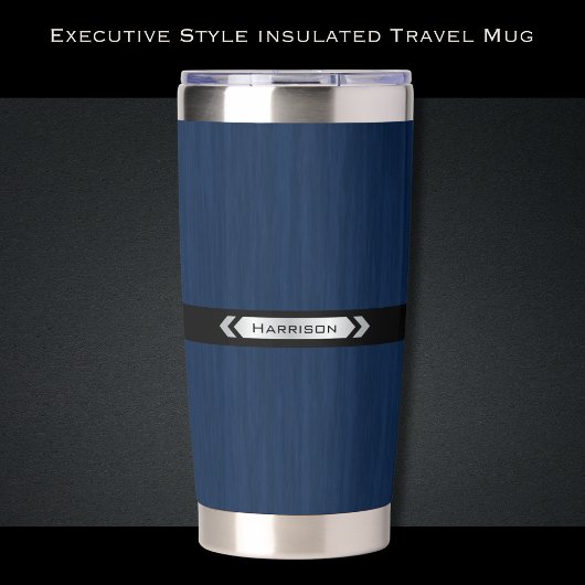 Executive Navy Blue Monogram Premium Travel Mug Geïsoleerde Drinkbeker