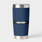 Executive Navy Blue Monogram Premium Travel Mug Geïsoleerde Drinkbeker (Voorkant)