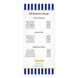 Executive Navy Blue Stripe Gold Service Price List Reclamekaart
