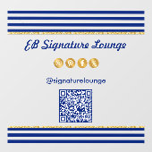 Executive Navy Blue Stripes & Gold QR Code Raamsticker (Vel)