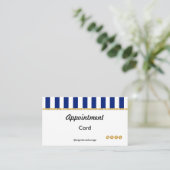 Executive Navy Blue Stripes & Gold Reminder Afsprakenkaartje (Staand voorkant)