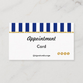 Executive Navy Blue Stripes & Gold Reminder Afsprakenkaartje