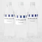 Executive Navy Blue Stripes & QR Code Office Waterfles Etiket (Flessen)