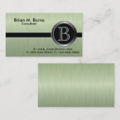 Executive Peridot Brush Steel Monogram Visitekaartje (Voorkant / Achterkant)