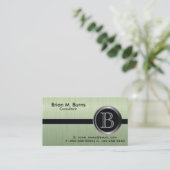Executive Peridot Brush Steel Monogram Visitekaartje (Staand voorkant)