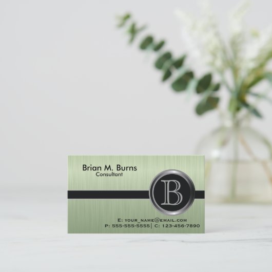 Executive Peridot Brush Steel Monogram Visitekaartje