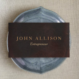 Executive Professional Vintage Brown Leather Visitekaartje