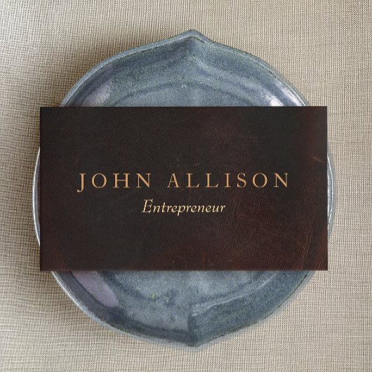 Executive Professional Vintage Brown Leather Visitekaartje