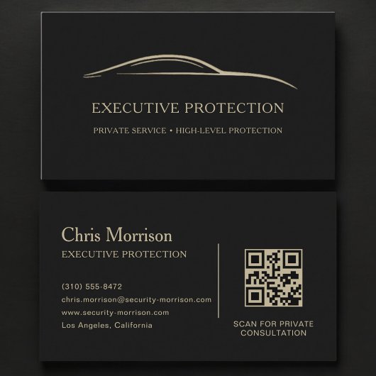 Executive Protection QR Code Black & Gold Visitekaartje