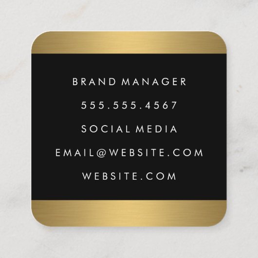 Executive Real Estate Agent Gold Trim Vierkante Visitekaartje (Achterkant)