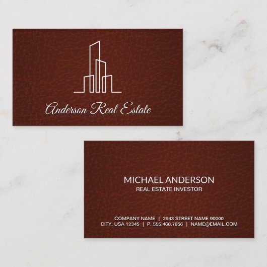 Executive Red Leather | makelaar | metropool Visitekaartje (Voorkant / Achterkant)