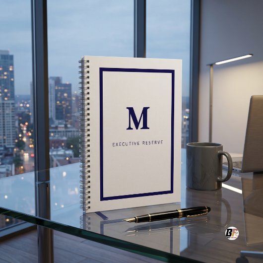 Executive Reserve Minimaal Monogram Navy Notitieboek