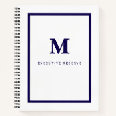 Executive Reserve Minimaal Monogram Navy Notitieboek (Voorkant)