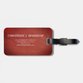 Executive Rood Leder & Zilver Metaal monogram Bagagelabel (Achterkant horizontaal)