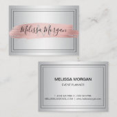 Executive Roos Gold Foil Silver Monogram Visitekaartje (Voorkant / Achterkant)