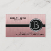 Executive Ruby Brush Steel Monogram Visitekaartje (Voorkant)