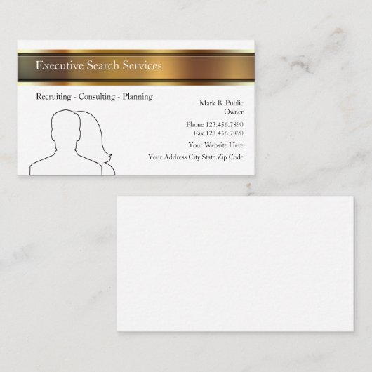 Executive Search Werkgelegenheidsbureau Visitekaar Visitekaartje (Voorkant / Achterkant)