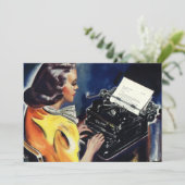 Executive Secretary Typing Letter Kantoor Party Kaart (Staand voorkant)