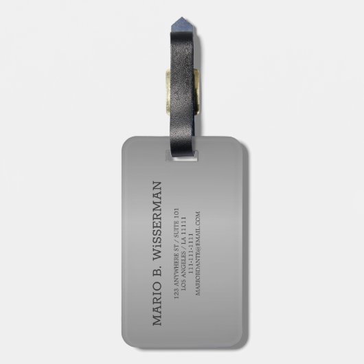 Executive Style - Goud Metaal monogram Naam Bagagelabel (Achterkant verticaal)