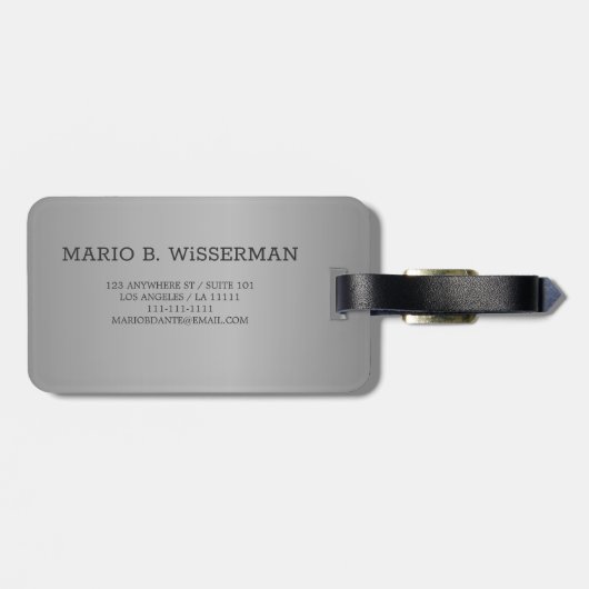 Executive Style - Goud Metaal monogram Naam Bagagelabel (Achterkant horizontaal)