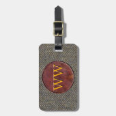 Executive Travel Tweed + Leather Custom Monogram Bagagelabel (Voorkant verticaal)