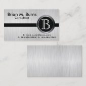 Executive White Brush Steel Monogram Visitekaartje (Voorkant / Achterkant)