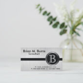 Executive White Brush Steel Monogram Visitekaartje (Staand voorkant)