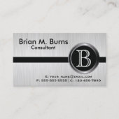 Executive White Brush Steel Monogram Visitekaartje (Voorkant)