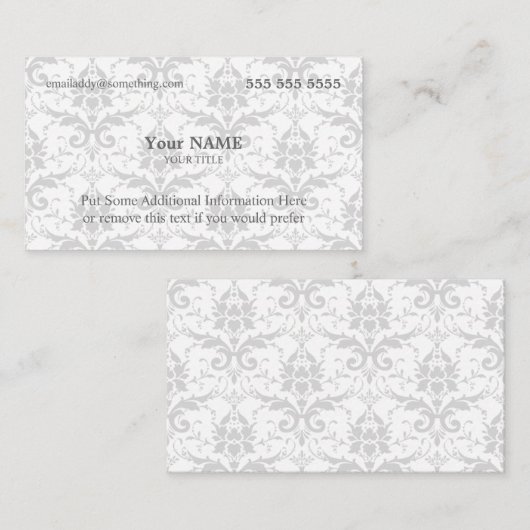 Executive White en Grey Damask Visitekaartje (Voorkant / Achterkant)
