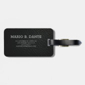 Executive zwart leder & goud metaal monogram bagagelabel (Achterkant horizontaal)