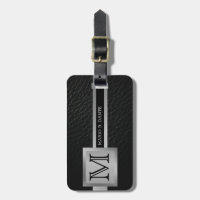 Executive zwart leder & zilver metaal monogram