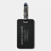 Executive zwart leder & zilver metaal monogram bagagelabel (Achterkant verticaal)