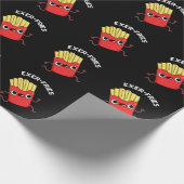 Exer-frietjes Funny Fries Puns Donker BG Cadeaupapier (Hoek)