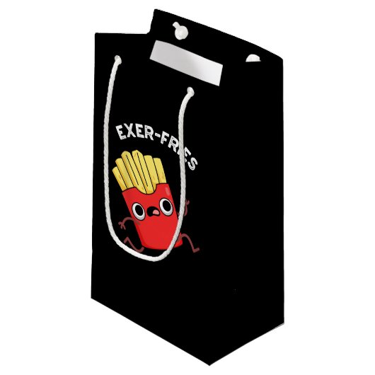 Exer-frietjes Funny Fries Puns Donker BG Klein Cadeauzakje (Voorkant Gekanteld)