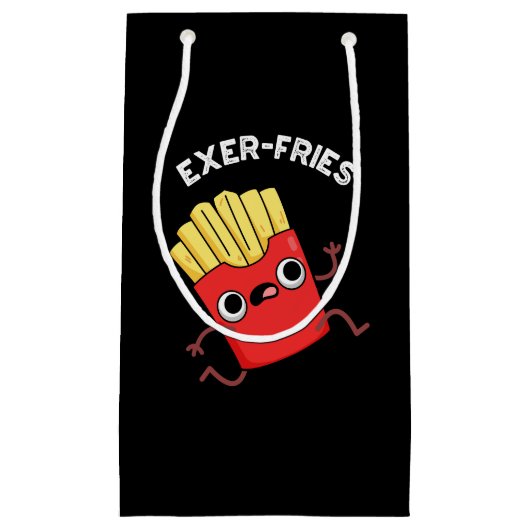 Exer-frietjes Funny Fries Puns Donker BG Klein Cadeauzakje (Voorkant)