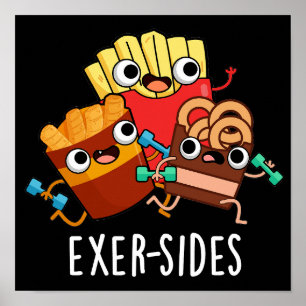 Exer-sides Grappige Oefening Grappen Donkere BG Poster