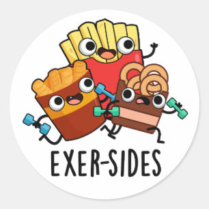 Exer-sides Grappige oefening woordspeling Ronde Sticker