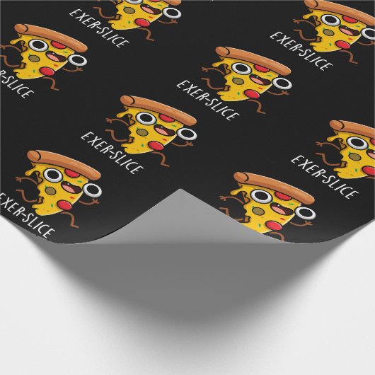 Exer-slice Funny Pizza Pun Dark BG Cadeaupapier (Hoek)