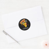 Exer-slice Funny Pizza Pun Dark BG Ronde Sticker (Envelop)