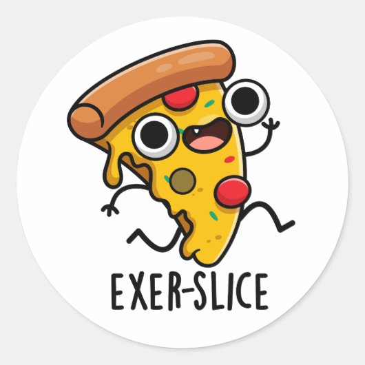 Exer-slice Funny Pizza Pun Ronde Sticker (Voorkant)