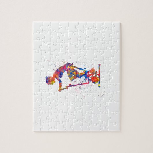 Exercise bike exercise in watercolor legpuzzel (Verticaal)