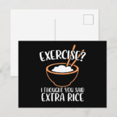 Exercise I Thought You Said Extra Rice Funny Briefkaart (Voorkant / Achterkant)